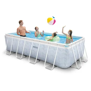 Intex Chevron Prism Rechteckpool 200 x 400 x 100 cm inkl. Kartuschenfilter & Sicherheitsleiter