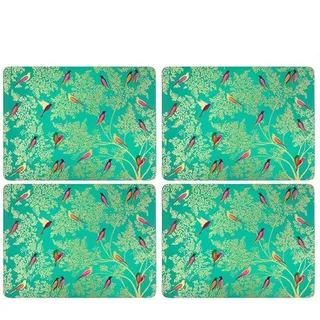 Portmeirion Pimpernel Sara Miller Tischsets mit grünen Vögeln, 4 Stück