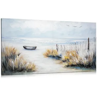 Arborus Ölgemälde auf Leinwand 60 x 120 cm Wandbilder Meer Leinwandbild Handgefertigtes Gemälde Wandkunst Wanddeko Bild für Wohnzimmer Schlafzimmer Büro Deko Hotel Deko Wandbild Coastal Beach Wall Art