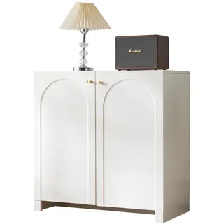 Stilvora Sideboard in Weiß Kommode mit 2 Türen und verstellbaren Einlegeböden für Wohnzimmer, Flur und Küche,B80/T40/H80. , Metall, Holzwerkstoff , 1 Fächer , Rechteckig , 80x80x40 cm , Kleinmöbel, Kommoden, Sideboards