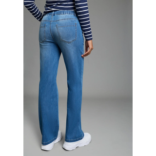 Weite Jeans KANGAROOS, Damen, Gr. 36, N-Gr, blau (blau used), Denim/Jeans, Obermaterial: 68% Baumwolle, 19% Polyester, 12% Lyocell, 1% Elasthan, unifarben, normal lang, Jeans Weite Jeans, normale Passform, reguläre Leibhöhe