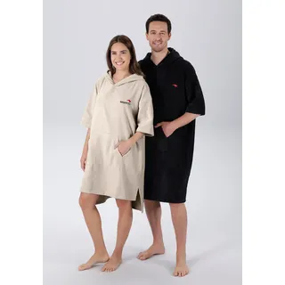 Badeponcho KANGAROOS "Summer, ideal für Sauna, Spa & im Urlaub, Damen & Herren" Gr. L, beige (creme), L/XL, Baumwolle, Hausmäntel, Badeponcho, Surfponcho, mit Bauchtasche, 100% Baumwolle, Frottee