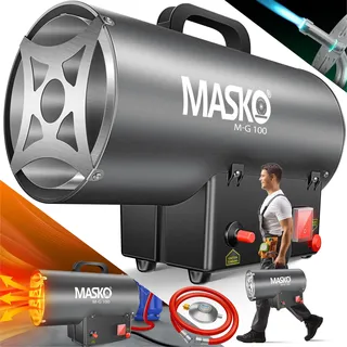 MASKO® Gasheizgebläse Gasschlauch & Druckminderer für handelsübliche Gasflaschen - Dunkelgrau