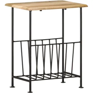 vidaXL Mangoholz Massiv Zeitschriftenständer Beistelltisch Magazinständer Couchtisch Wohnzimmertisch Zeitschriftenhalter 40x30x50cm Stahl