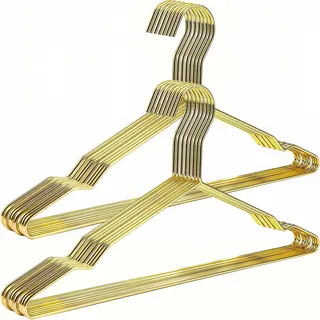 Qualsen Kleiderbügel Metall,20 Stück Eisen Kleiderbügel Gold Metallbügel,Clothes Hangers,Platzsparende Kleiderbügel Edelstahl Kleiderbügel Draht für Anzug T-Shirt Hemd Jacke Kleid Hose(42 cm)