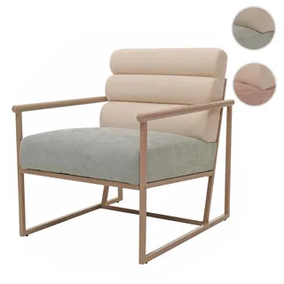 Lounge-Sessel HWC-O38, Cocktail-/Polstersessel Clubsessel, Stoff/Textil (420 g/m2) Metall MVG ~ beig