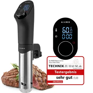 KLAMER Sous Vide Stick, 1200 Watt IPX7 wasserdichter Sous Vide Garer mit 3D Zirkulation und 20-95°C Temperaturregelung, Schongarer Timerfunktion und LED Display