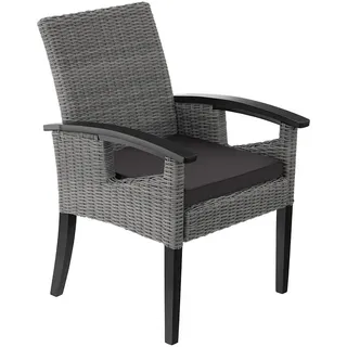 tectake Rattan Stuhl Rosarno, inklusive Sitzpolster, 62,5 x 71,5 x 94 cm, grau , Grau , Kunststoff , 62.5x94x71.5 cm , Gartenmöbel, Gartensessel, Gartenstühle