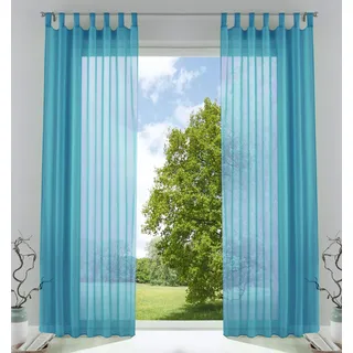 Gardinenbox Voile Schlaufenschal 245 x 140 cm Blau 2 St.