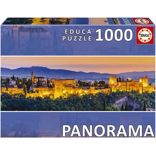 Educa - Puzzle 1000 Teile für Erwachsene | Alhambra, 1000 Teile Panorama-Puzzle für Erwachsene und Kinder ab 14 Jahren, Granada, Spanien (19576)