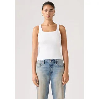 Ripptanktop LEVI'S "ESSENTIAL RIBBED TANK", Damen, Gr. L (40), weiß (hellweiß rib), Jersey, Obermaterial: 95% Baumwolle, 5% Elasthan, unifarben, regular fit normal, eckiger Ausschnitt, Tops Ripptanktop, mit eckigem Ausschnitt