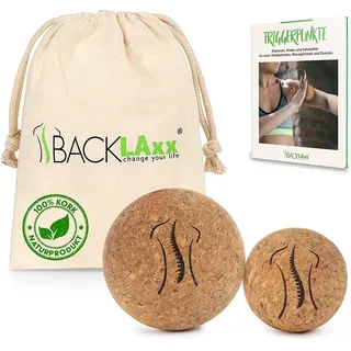 BACKLAxx® Massageball Set aus Kork mit Tasche, 5cm & 7cm 2 St braun