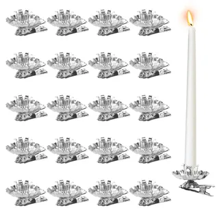 Wishstar 20 Stück Baumkerzenhalter Silber, Kerzenhalter für Baumkerzen, kerzenhalter Weihnachtsbaum, kerzenhalter Christbaum, baumkerzenhalter für Weihnachtstag, Dekoration, Weihnachten, Advent