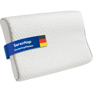 SerenNap Kinder Kissen für 3-10 Jahre Ergonomisches Kissen Memory Schaum Kinderkopfkissen mit Öeko-Tex Baumwollbezug 30x51x4/6cm 2 unterschiedliche Höhen