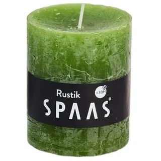 Spaas 8 Rustikale Stumpenkerzen ohne Duft, Paraffinwachs olivgrün, D 68 mm x H 80 mm