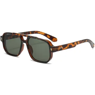 YAMEIZE Retro Pilot Double Bridge Rechteck - Sonnenbrille für Damen Herren Klassischer Style Quadrat Vintage Brillen UV400 Schutz Fahren Outdoor