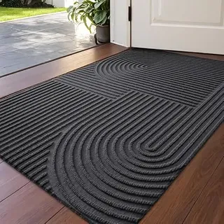 Mlying Premium Fußmatte, rutschfeste Schmutzfangmatte für Innen und Außen, 45x75 cm, Waschbar, Wetterfest, Ideal für Eingang, Haustür, Patio, Flur, Garten (Geometrisch-Grau, 45x75)
