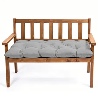 Sitzkissen Bank 120 × 50 × 10cm, Bankauflage Outdoor Weich & Dick Gepolstert, Gartenbank Auflage Wasserabweisend mit Bändern, Sitzpolster für Garten, Balkon & Terrasse (Hellgrau, 120 x 50 x 10 cm)
