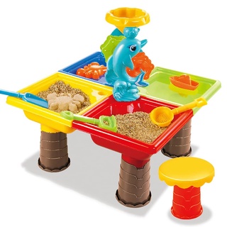 URFEDA Sand- und Wassertisch Tischspielset für Kleinkinder inklusive verschiedenem Zubehör Kinder Strandspielzeug Spieltisch Wasserspielzeug Outdoor Courtyard Beach Toys für Kinder ab 3 Jahren