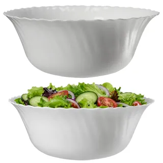 KADAX Schüssel ∅ 23 cm, Schale aus gehärtetem Glas, Obstschale, Salatschüssel, Dessertschale, Müslischüssel, Suppenschale, Snackschale, Spülmaschinenfest (Weiß)