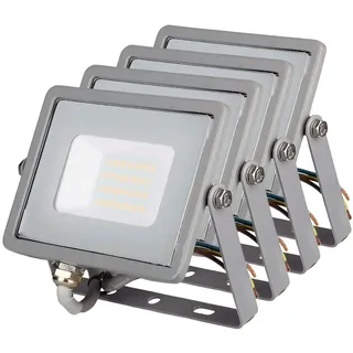 ZONE LED SET - LED Strahler Außen, 20W, 4000K Neutralweiß, 1600 Lumen, IP65, LED Fluter, Wasserdicht Scheinwerfer, Aussenleuchte, Außenstrahler für Garten, Garage, Hinterhof, Türen, Flur (4-er Pack)