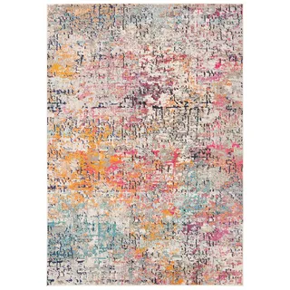 SAFAVIEH Zeitgenössische Teppich für Wohnzimmer, Esszimmer, Schlafzimmer - Madison Collection, Kurzer Flor, Grau und Rosa, 61 X 91 cm