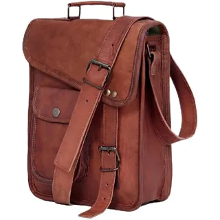 cuero Ledertasche, Tablet-Tasche, Laptoptasche, Büro-Aktentasche, Messenger-Geschenk für Herren, Computer, Used-Look, Braun, 17 Inch, Vintage
