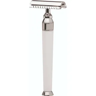Serie PARIS Rasierhobel Griff aus Edelharz weiß & Metall ERBE Solingen Germany