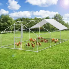YITAHOME Hühnerstall Freilaufgehege Freilaufgehege Kaninchen mit Sicherheitsschloss und Wasserdichtes PE-Farbtuch, Freigehege für Kaninchen Hühner und weitere Kleintiere Hühnergehege (3x6x2m)