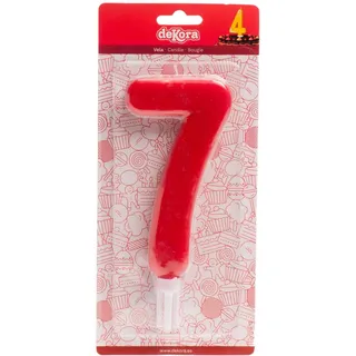 Dekora Große Geburtstagskerze mit Nummer 7 1 St. rot