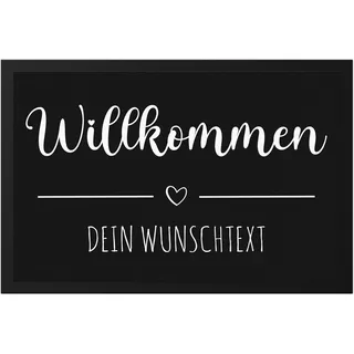 Kiddle-Design Fußmatte personalisiert Herzlich Willkommen mit Namen Geschenk Einzug Richtfest Fußabtreter flach & dünn 60x40cm Türvorleger