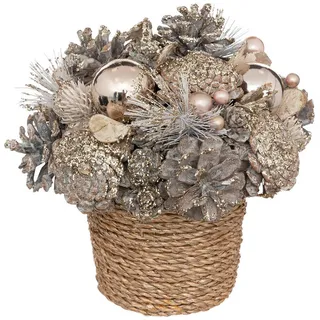 Atmosphera Createur d ́interieur Dekoration im Blumentopf 19 cm , Goldfarben , Naturmaterialen , 19x19x19 cm , Dekoration, Weihnachtsdekoration