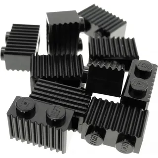 10x Lego Bau Stein modifiziert 1x2 schwarz Rillen Gitter Riffel Eisenbahn 2877 - Schwarz