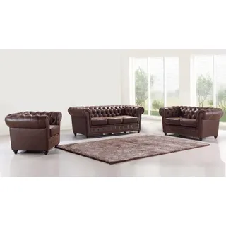 Design Chesterfield 3+2+1 Sofagarnitur Leder Sitz Couch Sofa Polster Garnitur