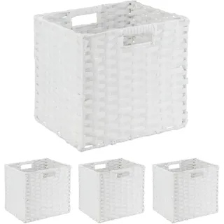 Relaxdays Aufbewahrungskorb 4er Set HBT: 31 x 30 x 32 cm weiß