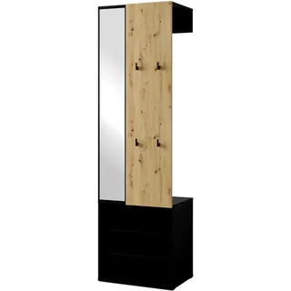 Kompaktgarderobe Andorra mit Spiegel, Kleiderstange und Schuhfächern
