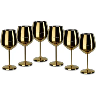 Echtwerk Weingläser aus Edelstahl, Weinglas-Set, Rotweinglas, Weinprobe-Gläser, Cocktailgläser, robust, unzerbrechlich, Gold Edition, 6tlg, 21x 7,3cm, 0,5L