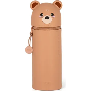 Legami Kawaii 2-in-1 Silicone Pencil Case Teddy Bear, Federmäppchen, Mäppchen, Stiftehalter, Teddybär, KA0011 - Braun