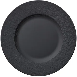 Villeroy & Boch - Manufacture Rock Frühstücksteller 22 cm, Spülmaschinenfest, Mikrowellensicher, Kuchenteller Schwarz, Teller, Kaffeegeschirr, Geschirr Schwarz, Matt, Schieferoptik, Premium Porzellan