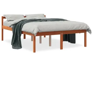 vidaXL Seniorenbett Wachsbraun 140x190 cm Massivholz Kiefer - Braun