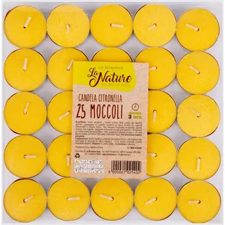 Briancasa Citronella Duftmoscheln 25 Stück, Paraffin Ätherisches Öl von Java-Zitronengras Wasserlösliche mineralische Farbstoffe Gewachste Baumwolle, gelb, Taglia unica