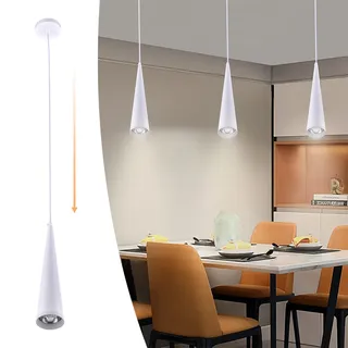 Mini Weiß Pendelleuchte Einstellbare Moderne Led Pendelleuchte für Kücheninsel Esszimmer Schlafzimmer Bar Küche Esstisch Hängelampen 7W, Warmweiß - Weiß
