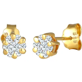 Diamore Elli DIAMONDS Earrings Women Earstuds flower with Diamond (0.24 ct.) in 585 Yellow Gold