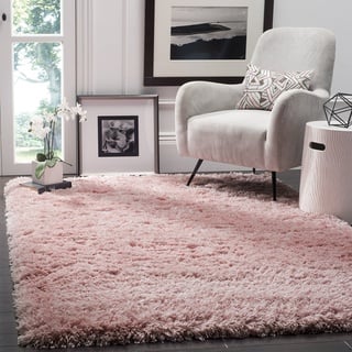 SAFAVIEH Zottelig Teppich für Wohnzimmer, Esszimmer, Schlafzimmer - Polar Shag Collection, Kurzer Flor, Hell-Pink, 91 X 152 cm