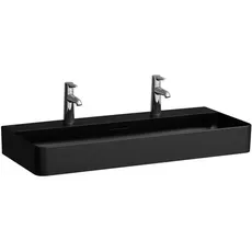 Laufen VAL Waschtisch, unterbaufähig, 2 Hahnlöcher, mit Überlauf, 950x420mm, H810287, Farbe: Schwarz Matt