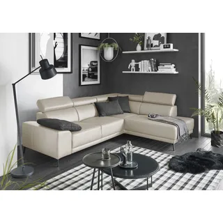 Candy Eckcouch Leder 3-Sitzer Weiß