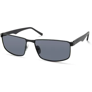 Timberland Herren TBA9265, Casual Sonnenbrille aus leichtem Metall, Rechteckige Linsenform, Polarisierte Rauchgläser, Glänzendes Gewehrrohr, Mattgrau, 61