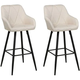 Beliani Barstuhl 2er-Set Polsterbezug Beige Darien , Textil , 47x104x47 cm , Esszimmer, Barmöbel, Barhocker