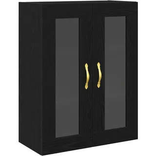 vidaXL Wandschrank mit Glastüren Schwarz Eiche 69,5x34x90 cm