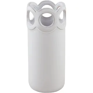 Mud Pie Vase, gewellt, groß, 16,5 x 7 cm, Weiß